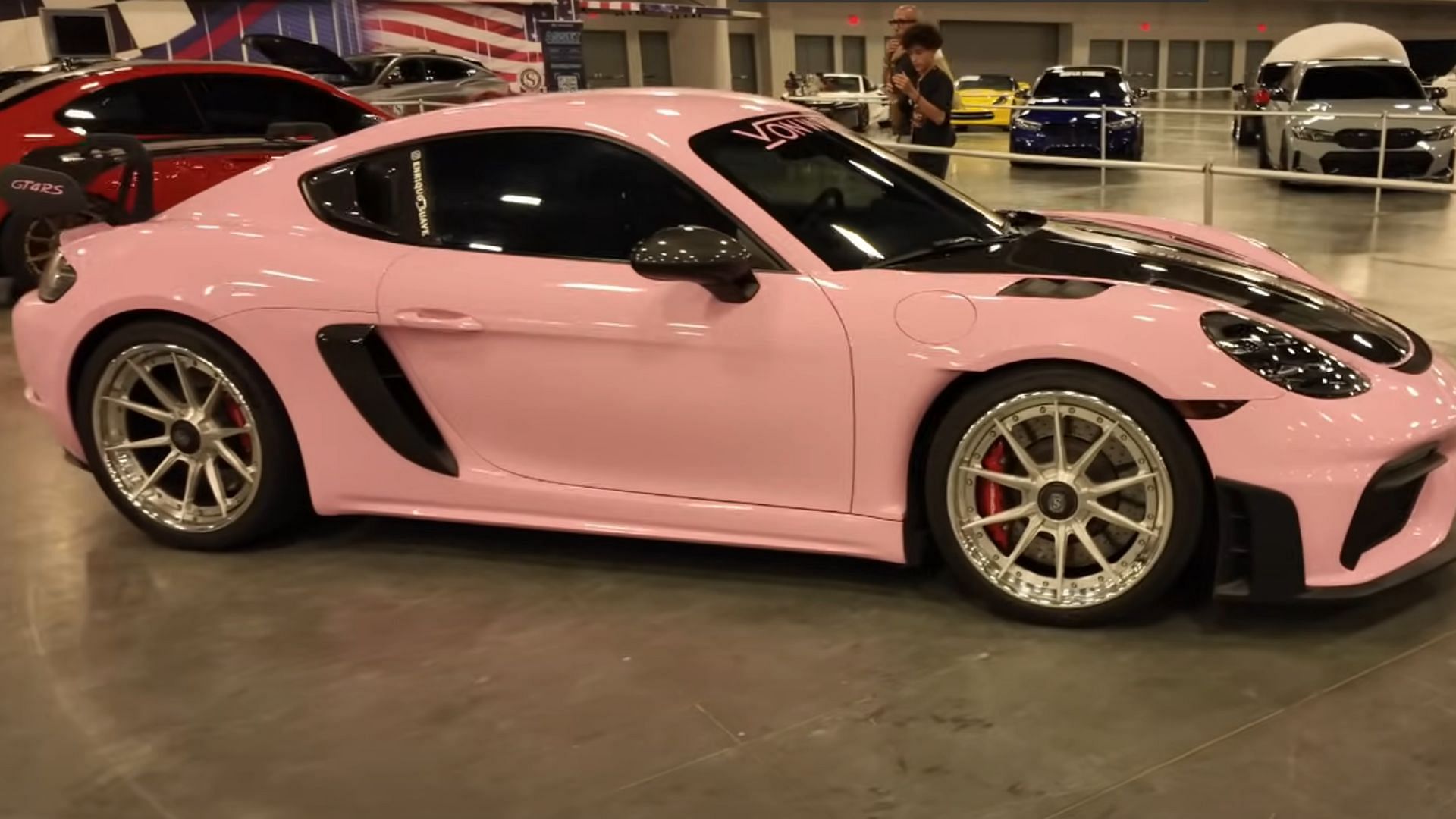 pink cayman gt4rs in 2024 miami auto show